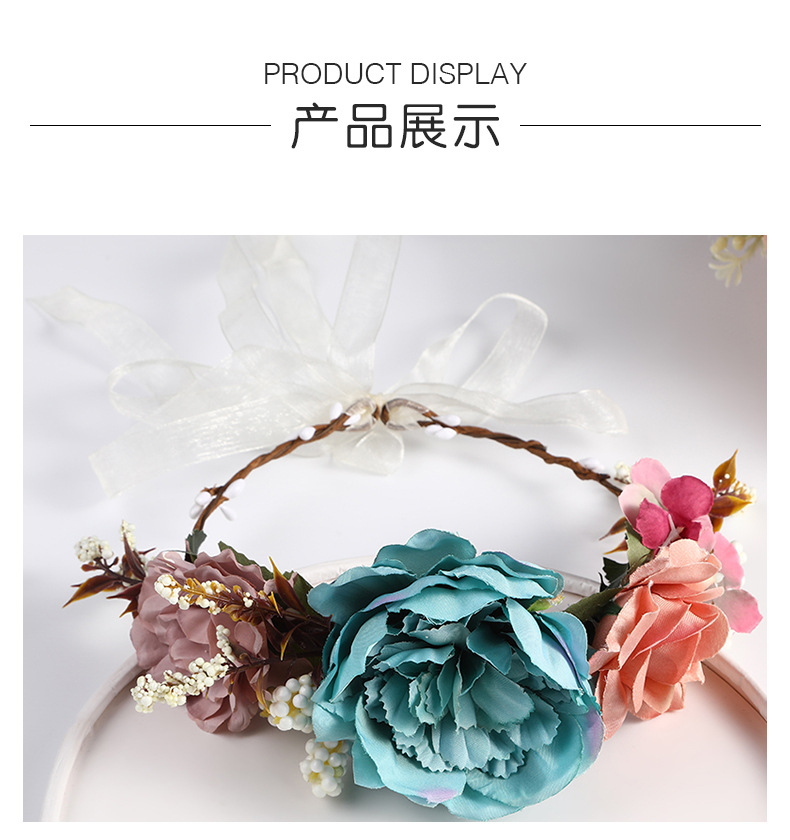 Realistic garlands, European and American exaggerated bride headwear and hair accessories, retro photo accessories, handcrafted silk garlands and headwear wholesale pic 6