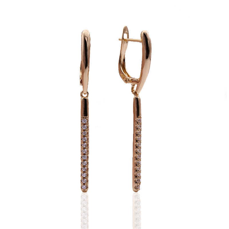PATAYA585 rose gold electroplated earrings, cross-border direct supply, AliExpress micro-inlaid zircon pendant long earrings pic 6
