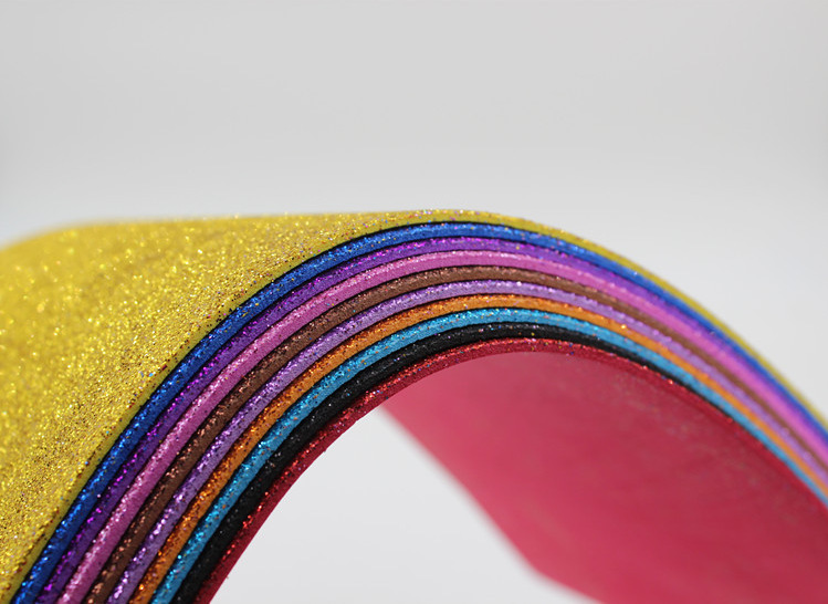 批发A4金粉带胶海绵纸儿童学生 diy手工材料纸益智闪光金葱泡沫纸详情11