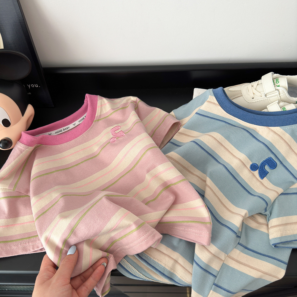 立体刺绣儿童新款短袖T恤夏装宽松韩版上衣休闲打底衫批发代发详情4