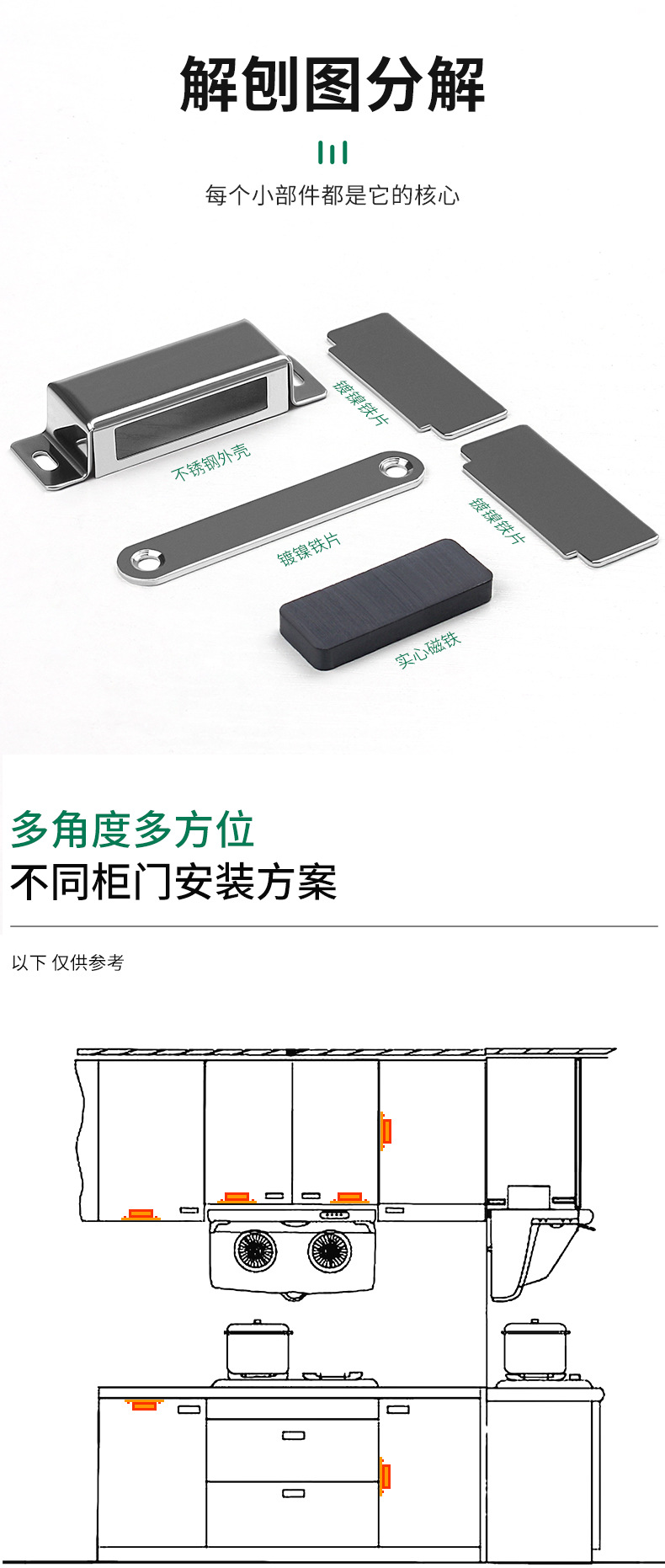 Strong magnetic attraction for cabinet doors, furniture hardware accessories, cabinet beads, cabinet closers, wardrobe cabinets, stainless steel magnetic attraction pic 17