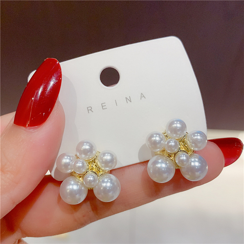高级感法式复古珍珠不规则耳环精致轻奢小众设计气质简约韩版耳钉详情4