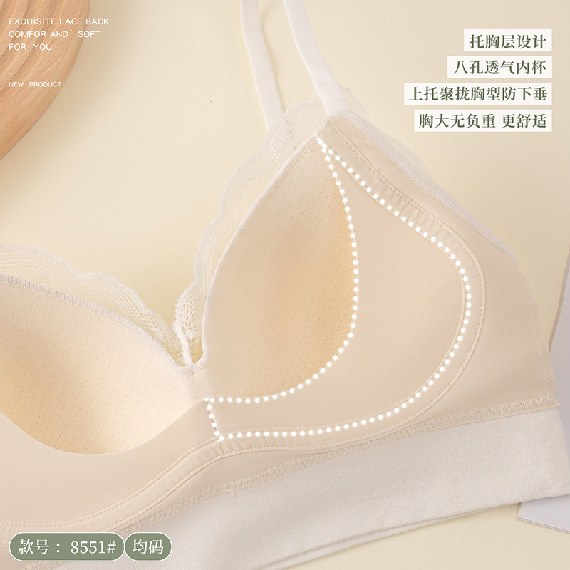 高品质新款翠花蕾丝背心托胸固定杯内衣收副乳田园风少女无缝裹胸详情13