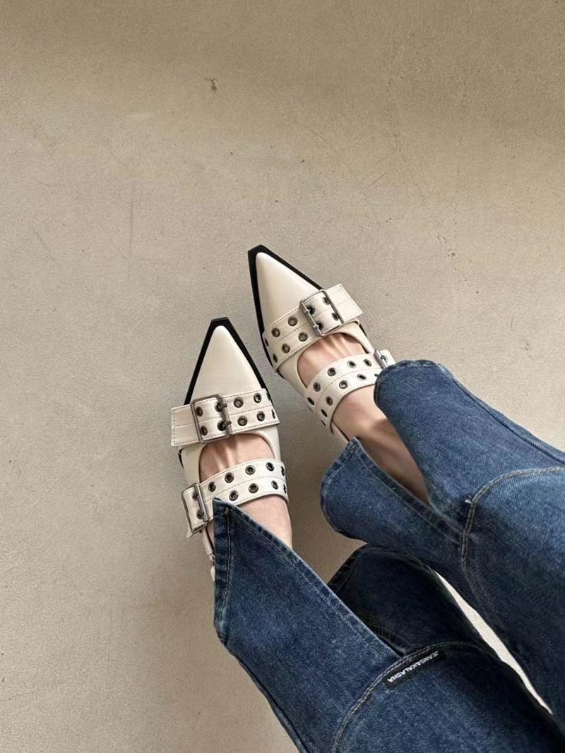 法式尖头玛丽珍鞋复古英伦粗跟单鞋2023春秋款配裙子黑色女鞋皮鞋详情14