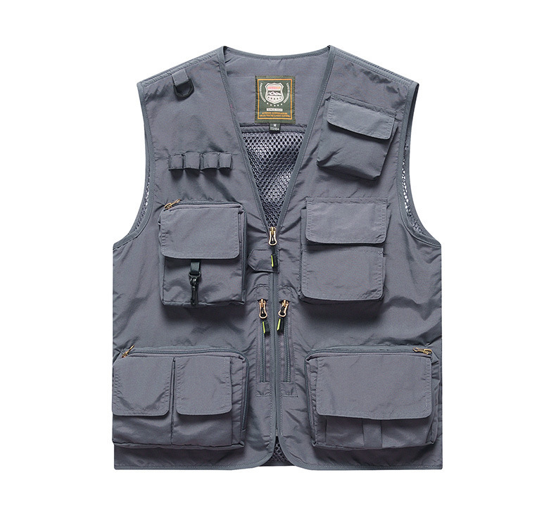 工装跨境透气坎肩马甲定制男士摄影多口袋钓鱼安全反光背心印logo详情24