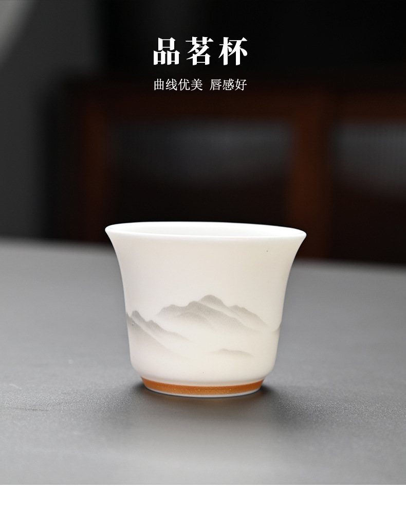 High-end kung Fu tea set, household light luxury sheep fat jade gilded covered bowl teapot tea set, complete set wholesale pic 19