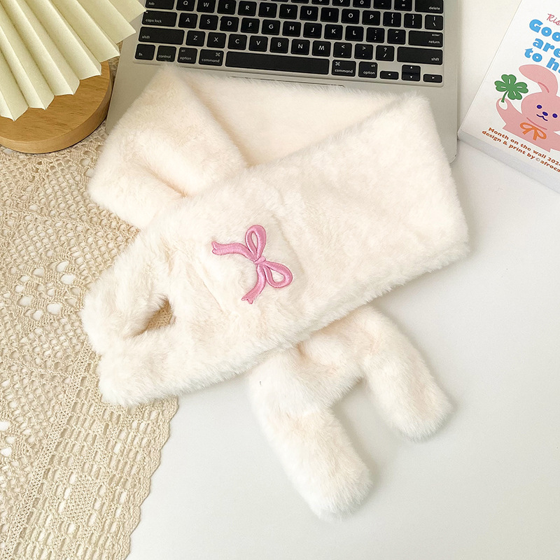 五指蝴蝶结手套女冬天加绒加厚保暖可爱分指冬季学生骑车开车围巾详情11