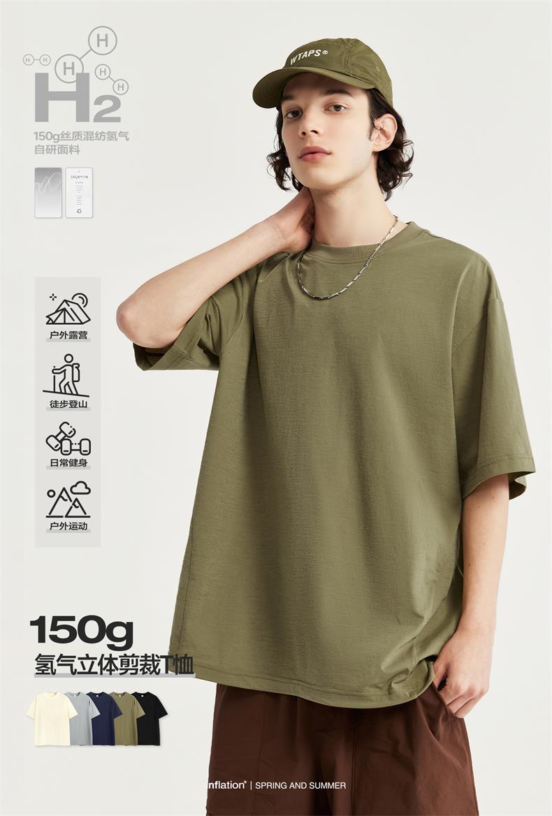 INF男装|150g立体剪裁T恤2024春夏新品宽松潮牌圆领短袖上衣详情4