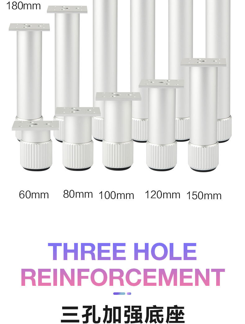 Top Nai aluminum alloy cabinet legs, bathroom cabinet legs, round and adjustable furniture feet, cylindrical support, produced in Foshan pic 22