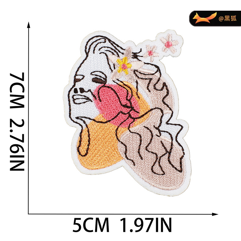 鞋帽刺绣布贴包包补丁贴衣服装饰章仔电脑绣花标卡通花朵刺绣贴 pic 9