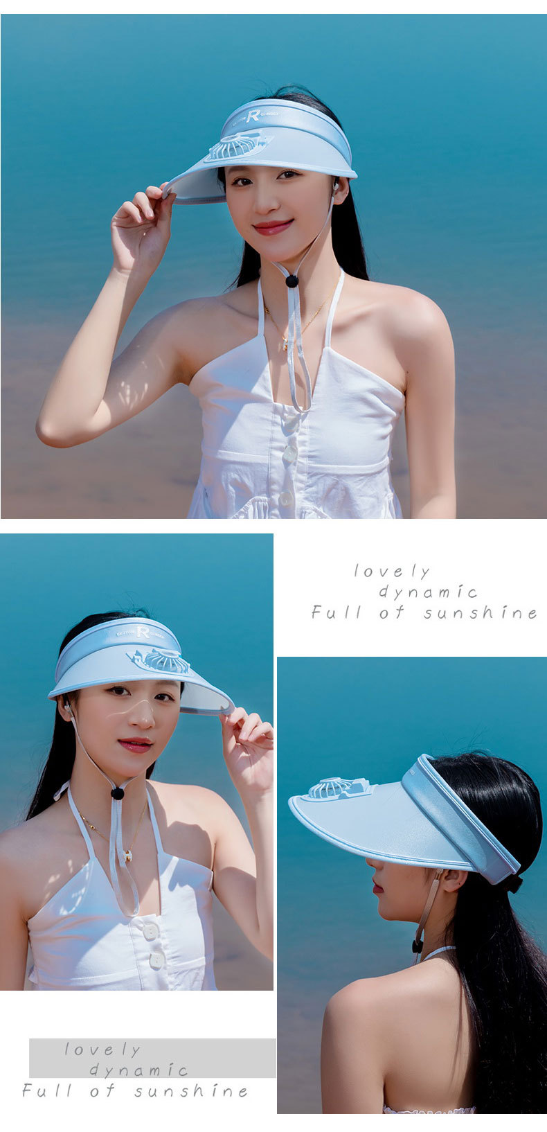 夏季帽子男可调节空顶遮阳帽防晒旅游女户外风扇帽充电现货批发帽详情12