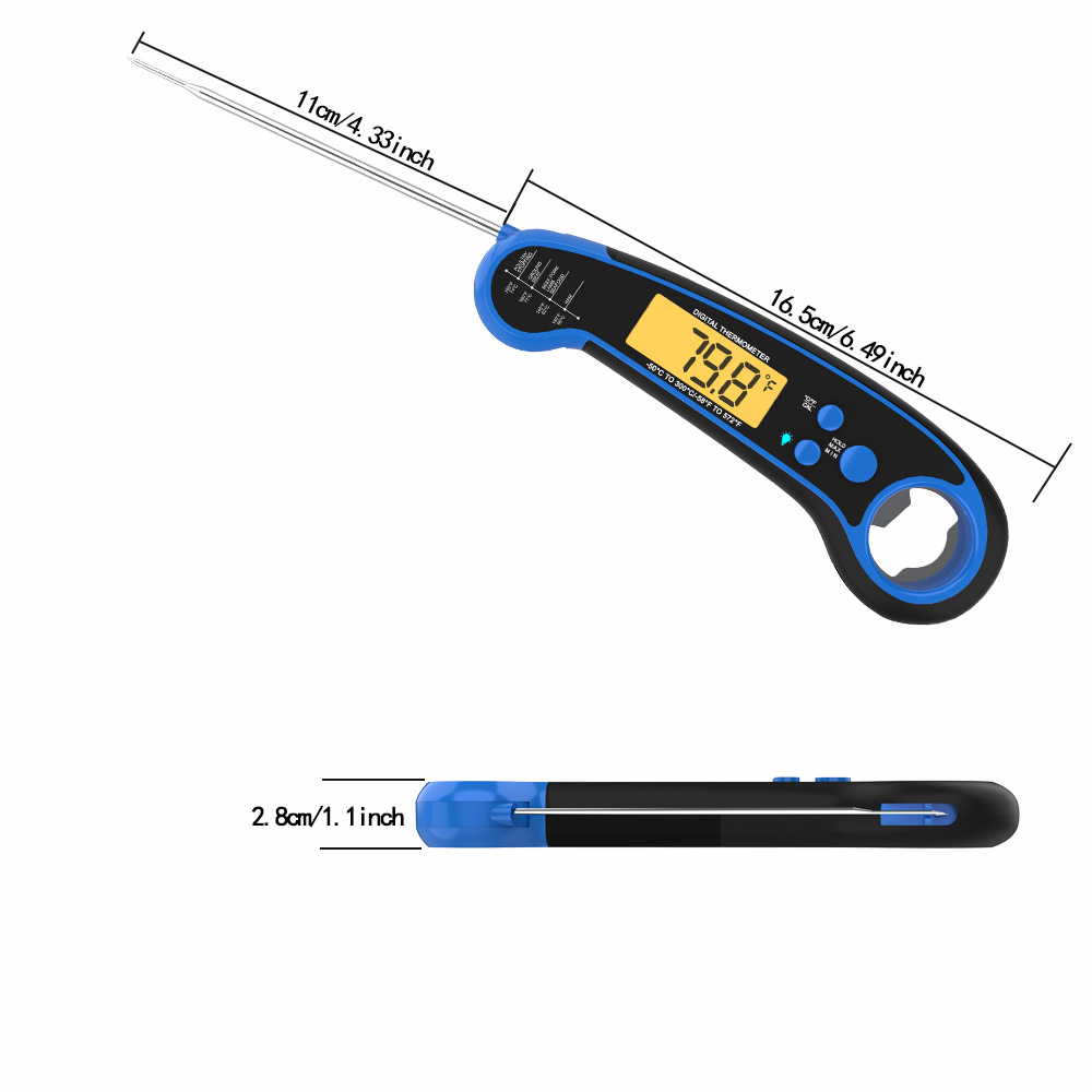 Cross-border high-temperature resistant food thermometer, kitchen oven thermometer, folding electronic folding waterproof barbecue thermometer pic 3