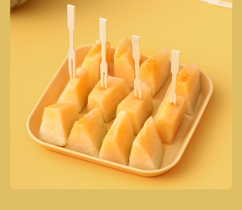 FaSoLa家用一次性竹签水果糕点叉子厨房餐具结实耐用甜品叉200根详情6