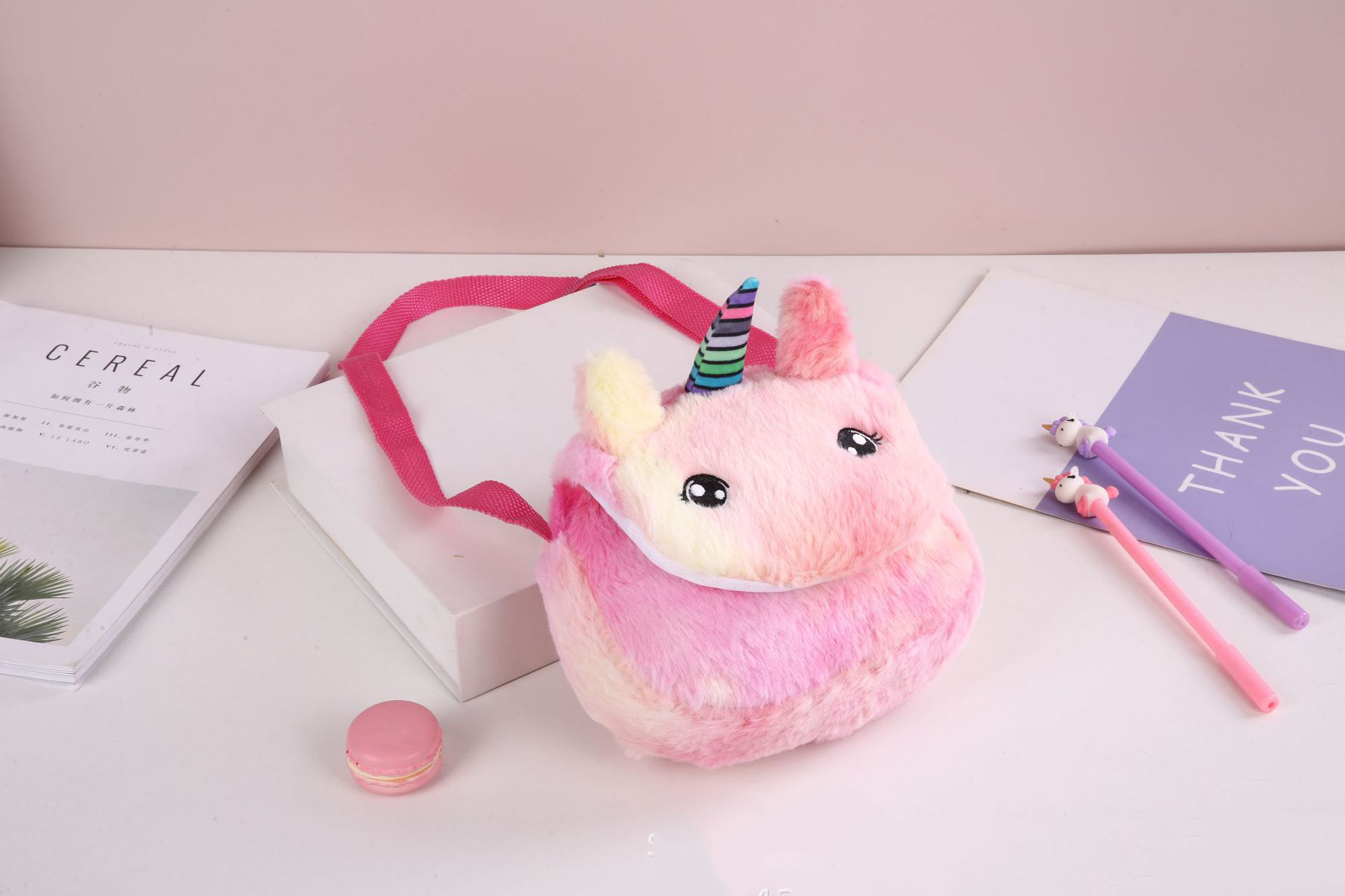 A popular little princess plush unicorn single-shoulder crossbody bag, a cute little schoolbag with a childlike and girlish heart, and a cartoon coin purse pic 10