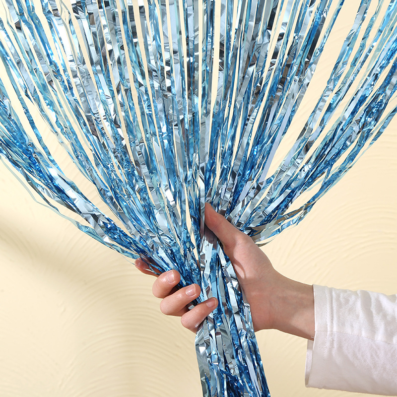 跨境1*2M派对高亮雨丝帘墙面氛围装饰流苏门帘生日婚庆布置彩带详情11