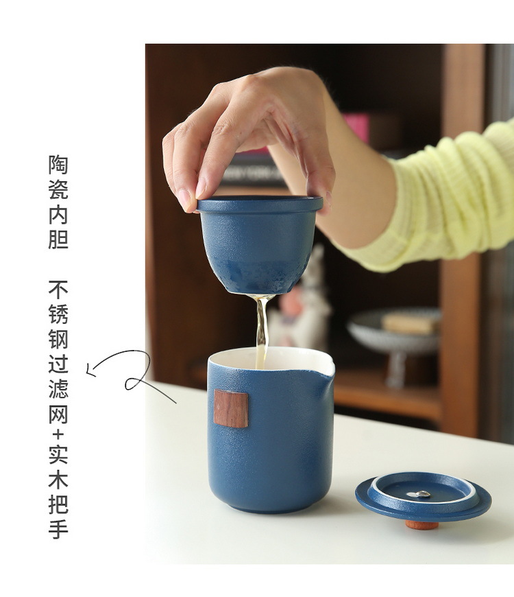 Travel tea set, ceramic quick customer cup, portable one pot, three cups, company business gift, festival souvenir, logo pic 34