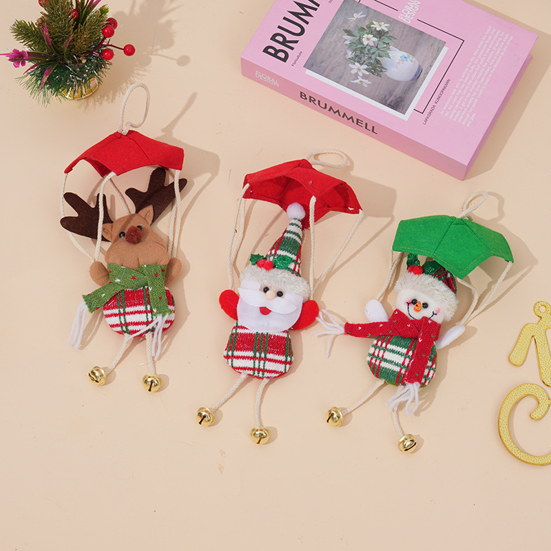 新款创意圣诞降落伞铃铛老人挂件 雪人挂件 麋鹿挂件 现货批发详情2