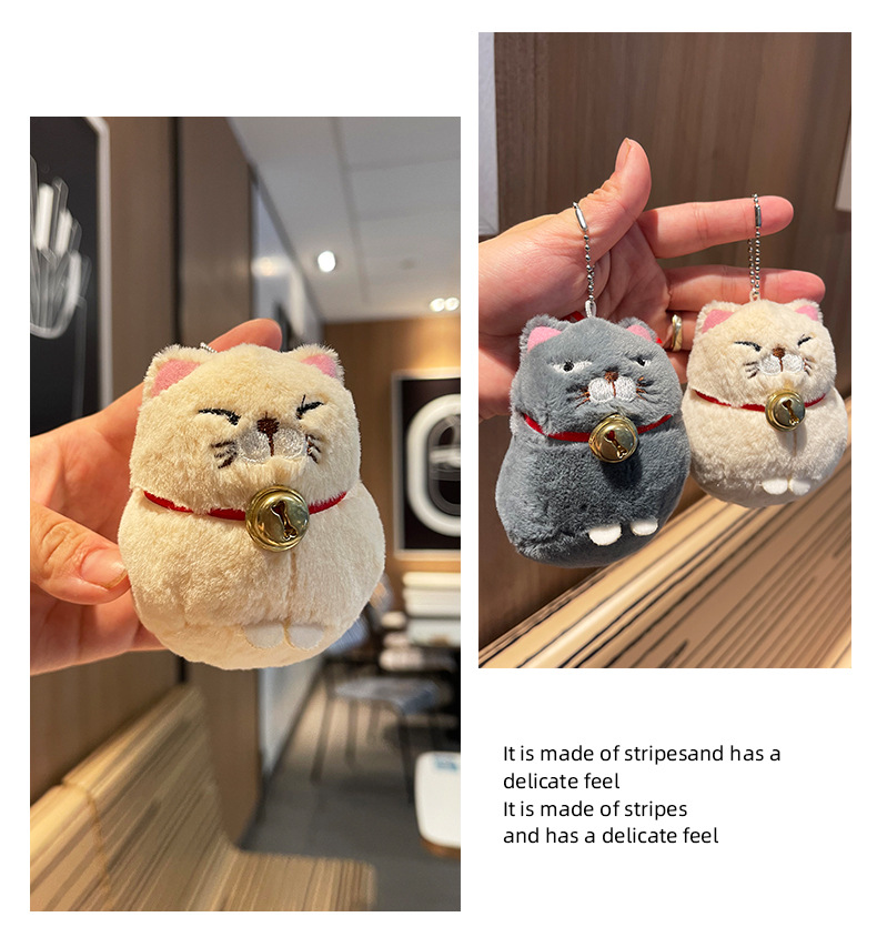Japanese-style cartoon bell cat keychain pendant backpack decoration plush toy keychain pic 9