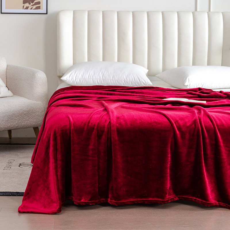 430-gram solid-color flannel coral velvet blanket, plain sofa cover blanket, air-conditioned nap blanket pic 14
