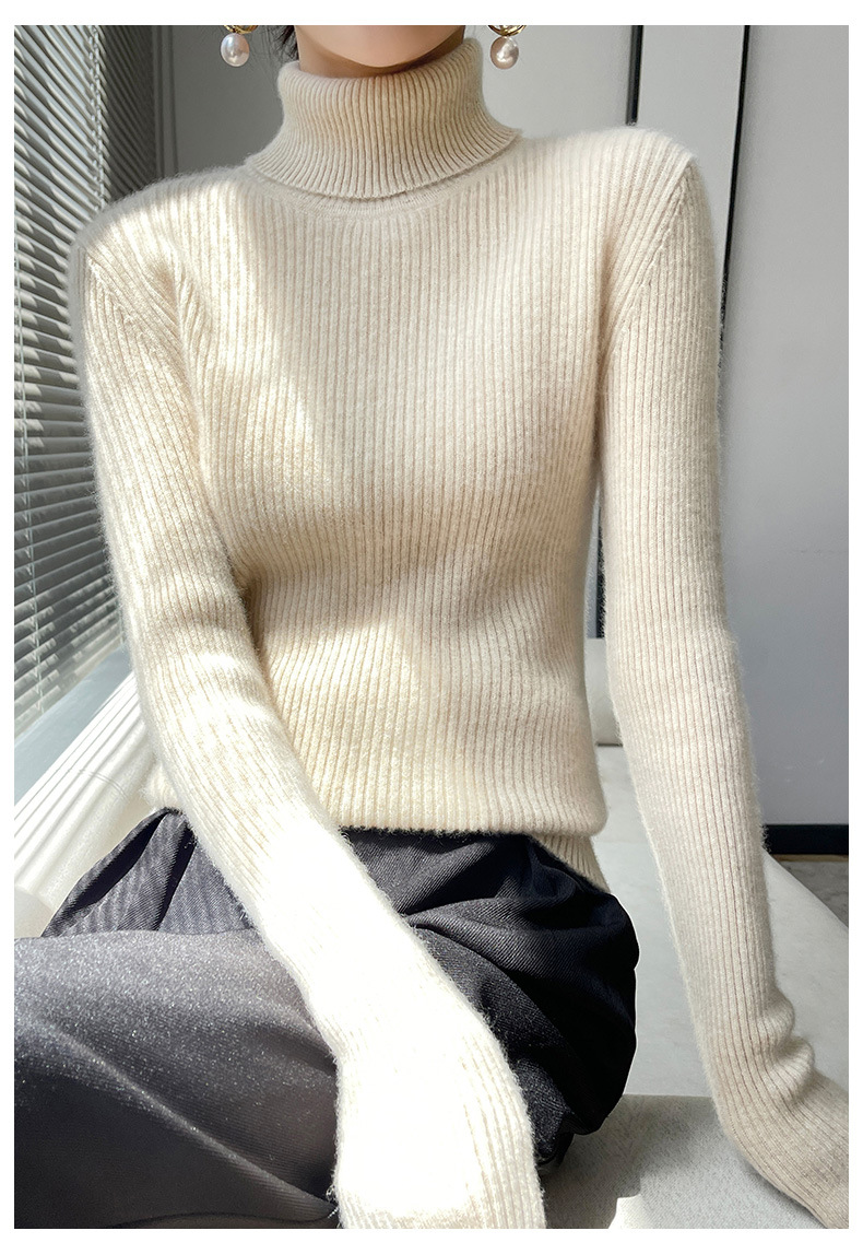 毛衣女2022秋冬新款长袖内搭修身韩版打底衫高翻领羊毛针织衫批发详情20