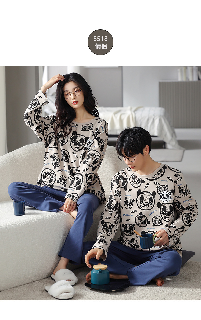 品牌情侣睡衣女长袖纯棉冬季新款韩版男士大码秋冬全棉家居服套装详情42