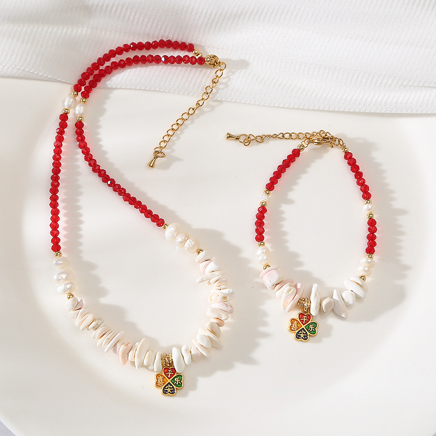 平安喜乐女王贝红锆石天然珍珠百搭手链小众轻奢手镯闺蜜学生手饰详情5