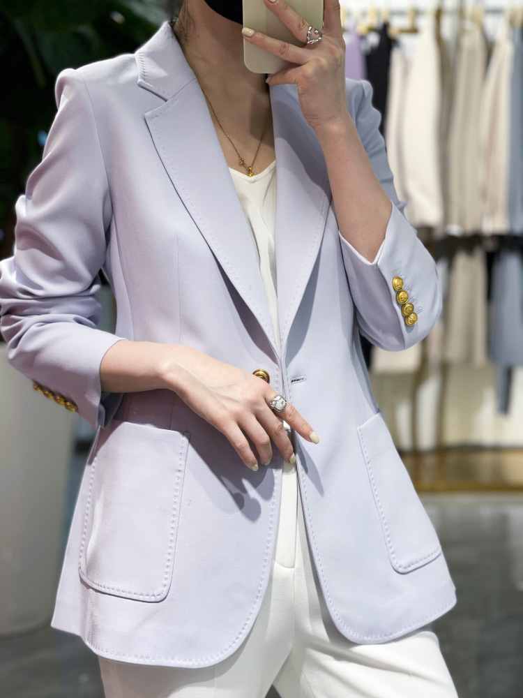 The new Spring 2023 tri-acetate casual one-button small suit for women, a stylish Korean-style commuter jacket pic 14