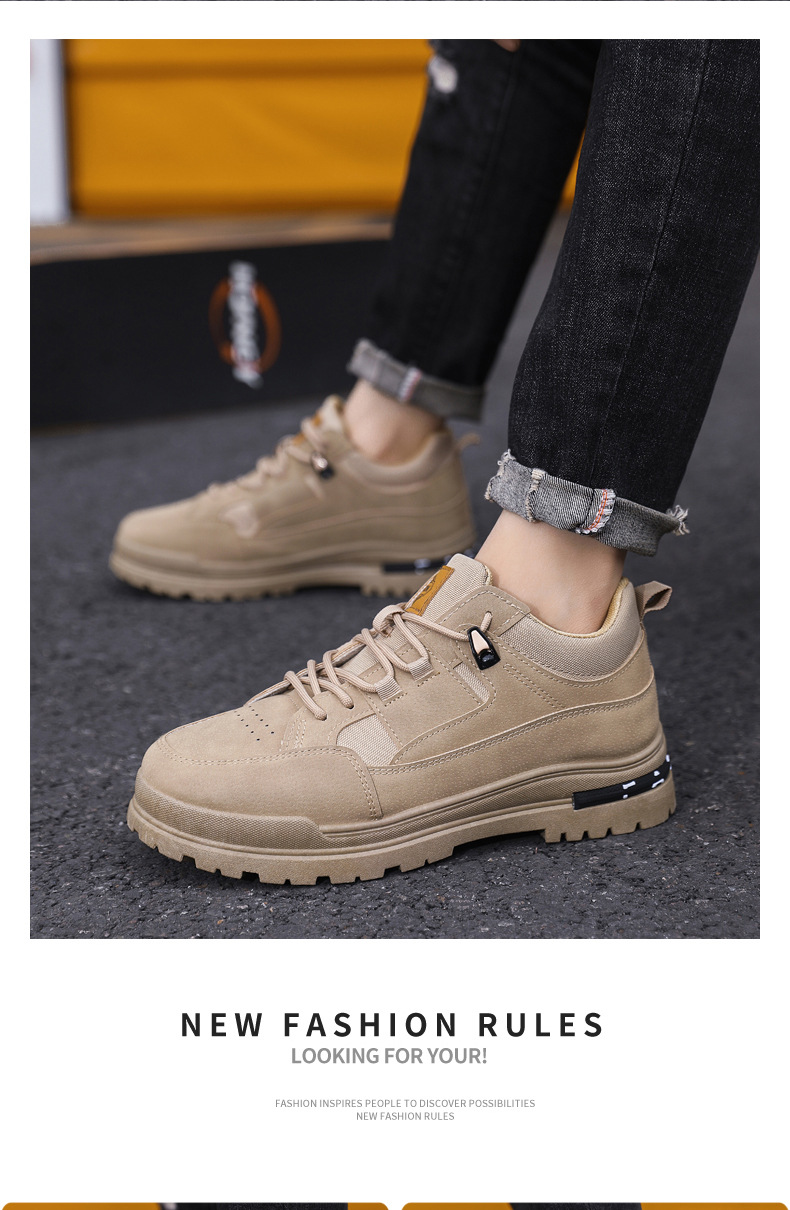 秋冬复古男士休闲鞋皮面防水耐磨男士板鞋潮流百搭软底户外运动鞋详情9