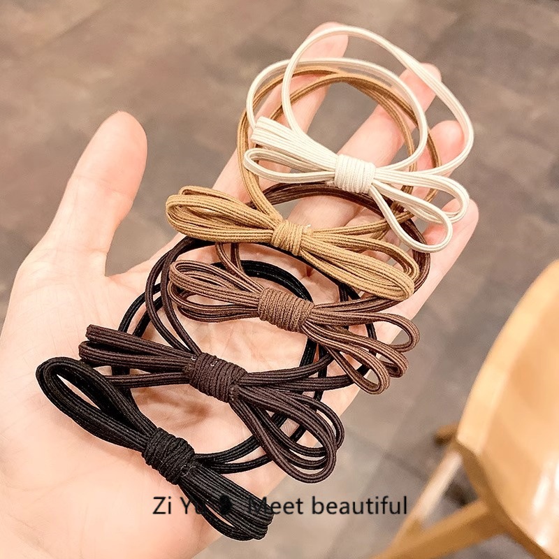 Korean-style large intestine circle, versatile and stylish hair band, retro and elegant chanel-style hair tie, 2025 new style hair tie, leather band hair accessory pic 6