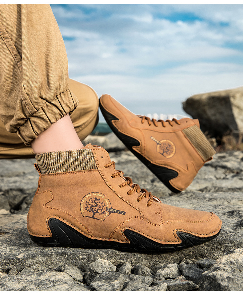 跨境爆款袜子口切尔西靴独立站大码男鞋高帮男士休闲鞋子马丁靴详情11