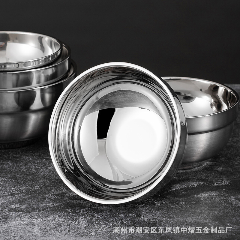 加厚不锈钢碗304食品级双层防烫铂金汤碗成人儿童饭店食堂饭碗详情4