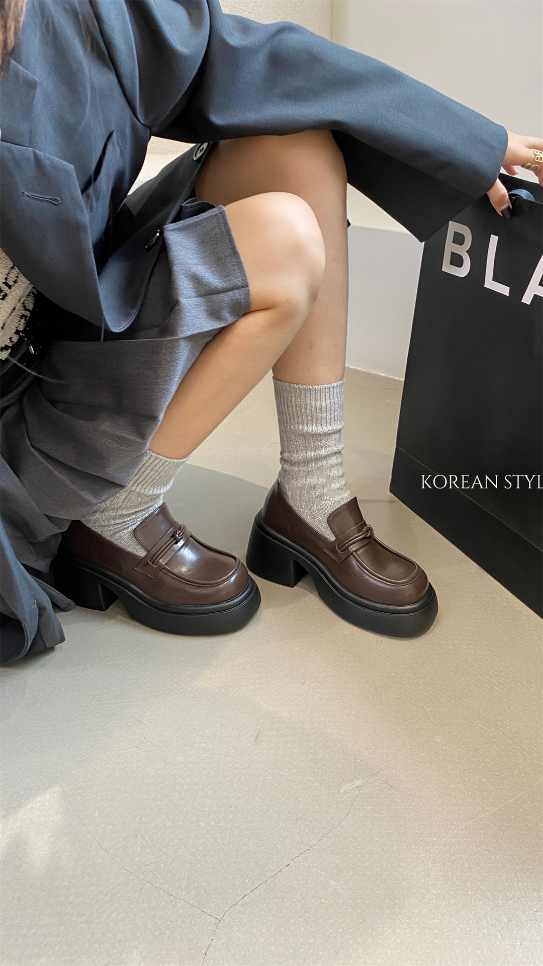 厚底松糕小皮鞋2023新款秋季单鞋女日系JK粗跟乐福鞋详情29