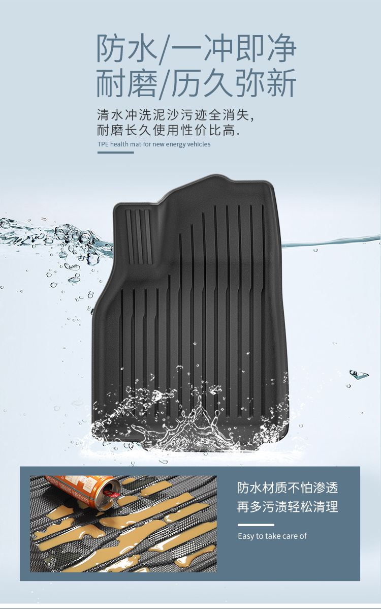 适用于25款特斯拉焕新款Model Y汽车脚垫防水TPE脚垫后备箱垫代发详情7