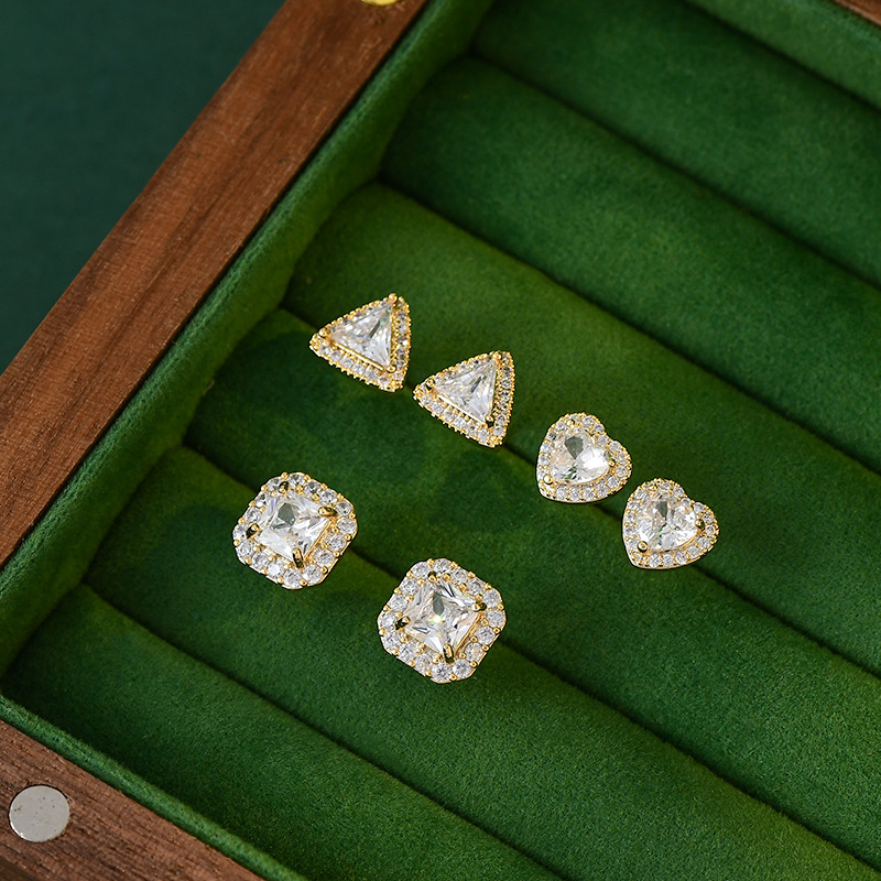 一卡三对组合套装方糖耳坠s925银针小巧百搭耳钉轻奢简约耳钉耳饰详情7