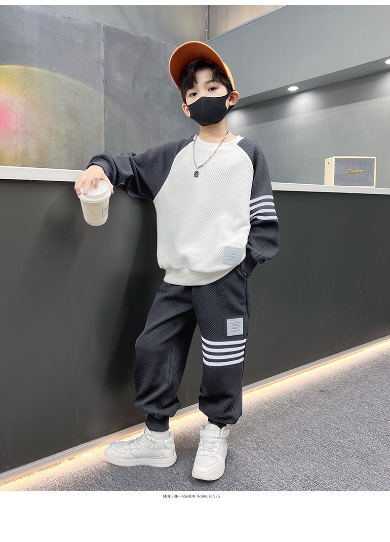 儿童装男童卫衣套装春秋款2024新款春季中大童运动春装男孩帅气潮详情10
