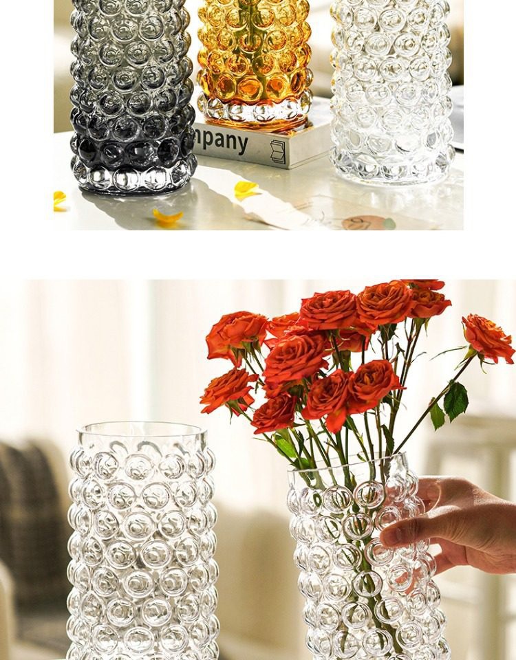 摆件ins风 玻璃花瓶高颜值水滴 玄关客餐厅花瓶插花高级感装饰品详情6