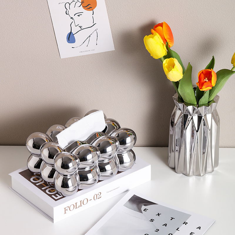 High-end and stylish ball tissue box, InS-style bedside tissue storage box, new niche minimalist ceramic paper tissue box, high appearance level, cute ball tissue box, high-end and light luxury living room coffee table, napkin decoration, tissue box for home use pic 9