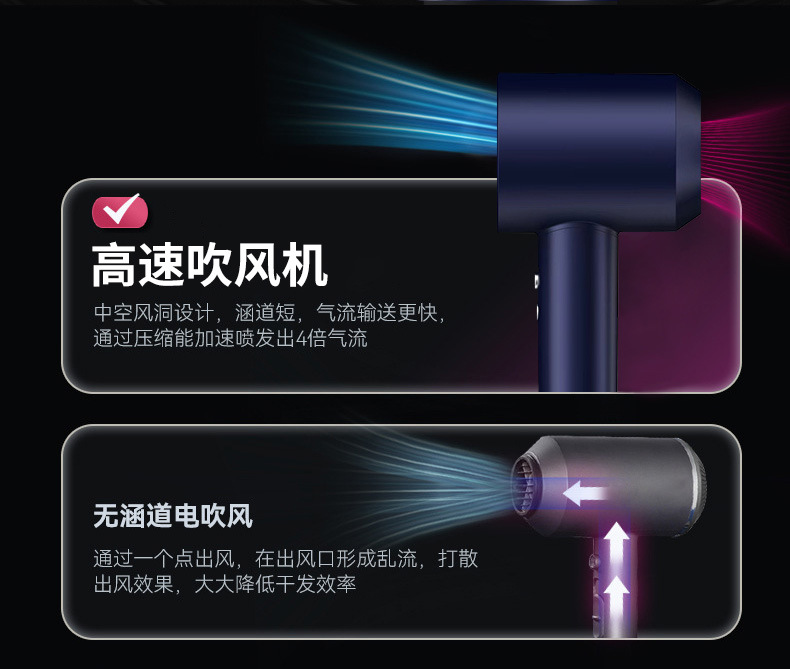 High-speed hair dryer, bladeless cross-border electrical appliance consignment wholesale, negative ion household silent dormitory hair dryer, high power pic 21