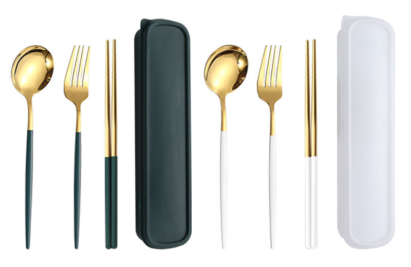 不锈钢便携餐具 勺子叉子筷子葡萄牙三件套 学生餐具礼品户外套装详情9