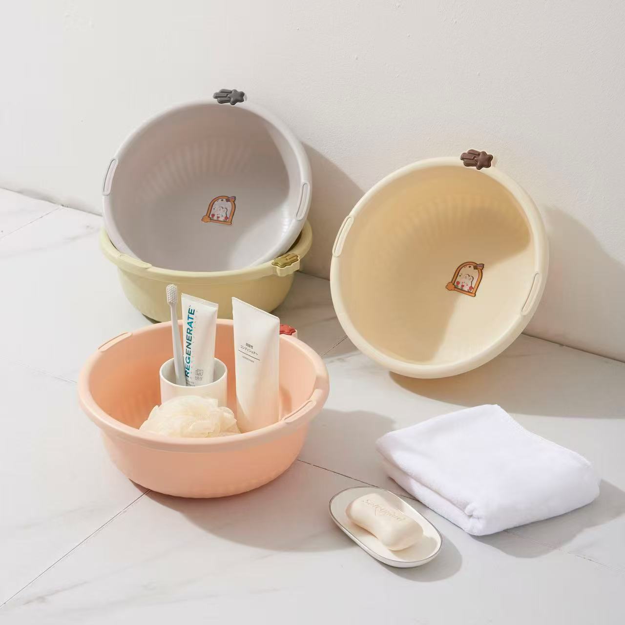 婴儿盆学生宿舍洗衣洗脚盆家用塑料圆型洗脸盆厨房洗菜盆套装详情1