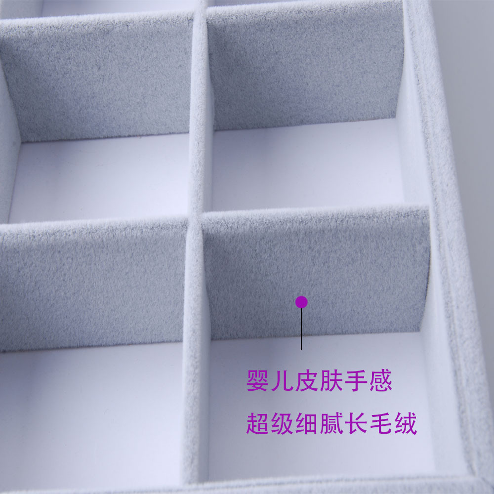 In stock: Grey plush 12-compartment velvet pillow core display box, bracelet, watch and bracelet packaging box pic 8