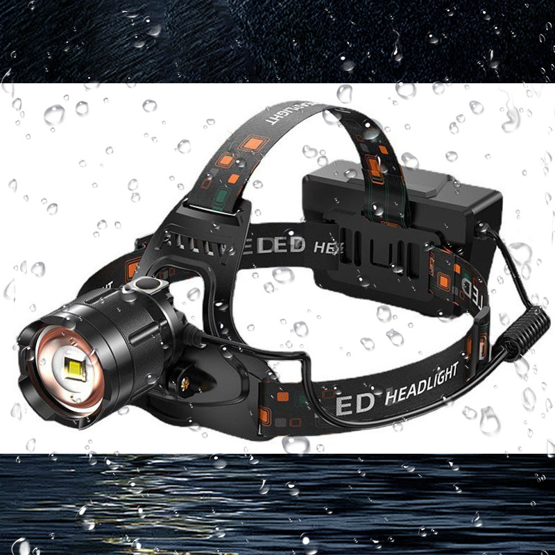 Cross-border exclusive supply of white laser led lamp beads, 40w strong light head lamp, rechargeable ultra-bright hand-waving sensor head-mounted flashlight pic 3