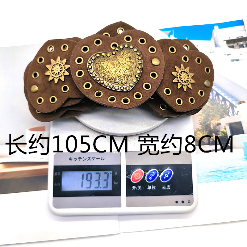 爱心绒皮拼接朋克风铆钉女士腰带美式时尚复古vintage古拉德腰封详情1