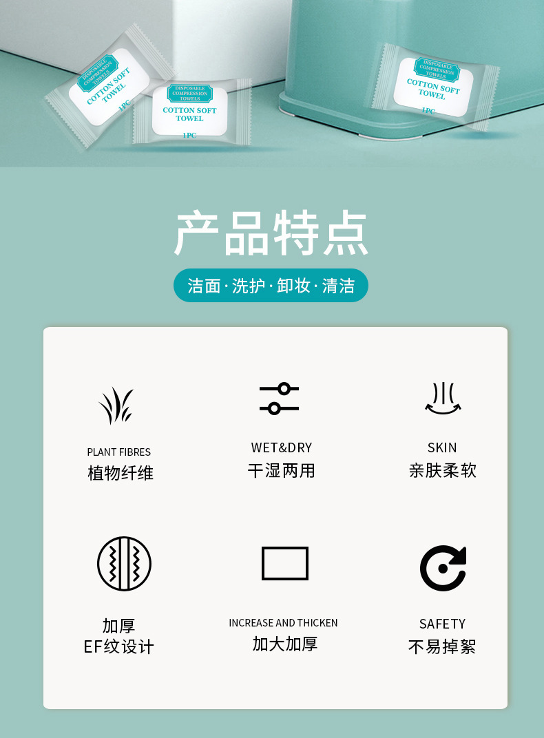 一次性浴巾英文全绵加厚酒店一次性压缩毛巾独立包装旅游出差洗澡详情2