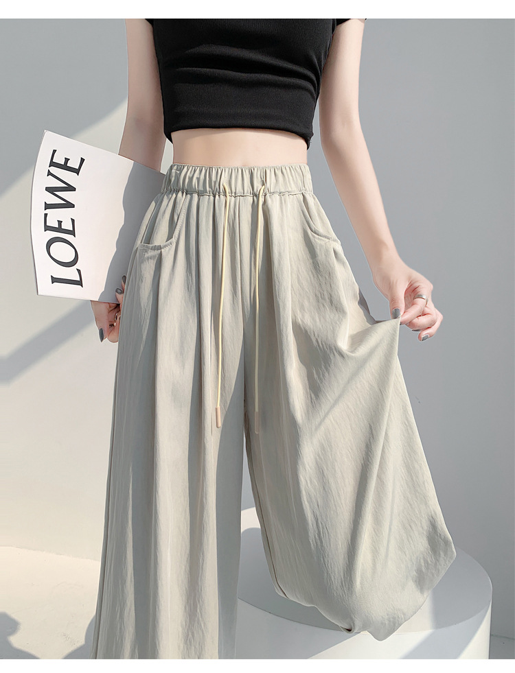 冰丝山本休闲裤女2024夏季新款高腰宽松直筒防晒垂感日系阔腿裤潮详情38
