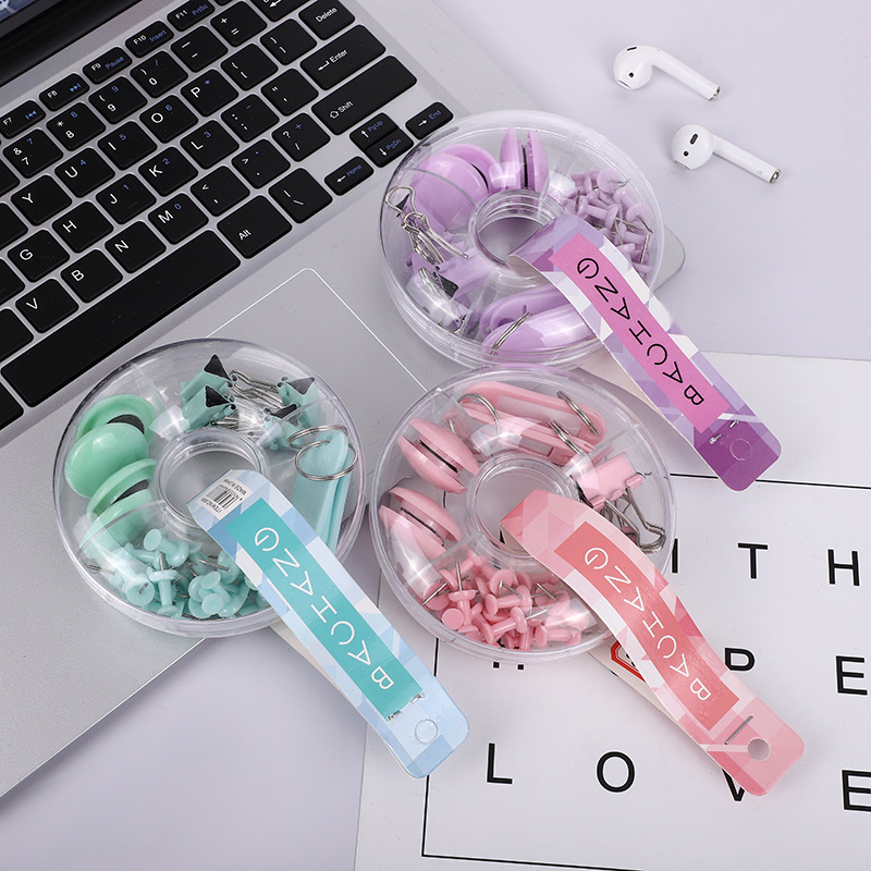 Macaron-colored paper clip keychain creative combination, colorful magnetic buckle rubber band long tail clip multi-functional set pic 9