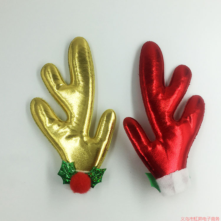超声波圣诞鹿角系列 金银布鹿角 DIY发箍 发饰 发夹 圣诞眼镜配饰详情6