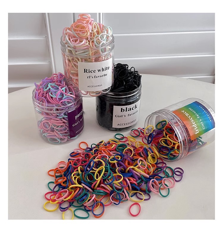 黑色一次性橡皮筋女扎头发高弹力发绳不伤发发圈儿童头绳编发发饰详情21