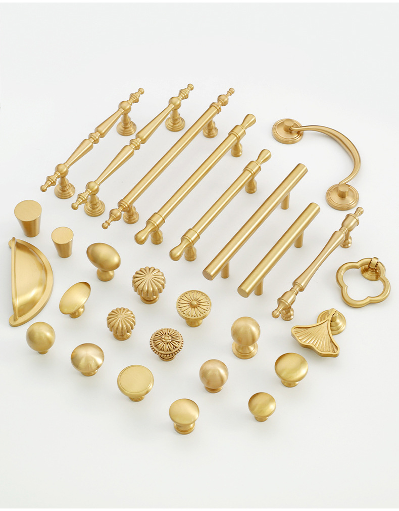 批发柜门拉手法式轻奢衣柜抽屉门把手美式黄铜柜子橱柜餐边柜拉手详情28