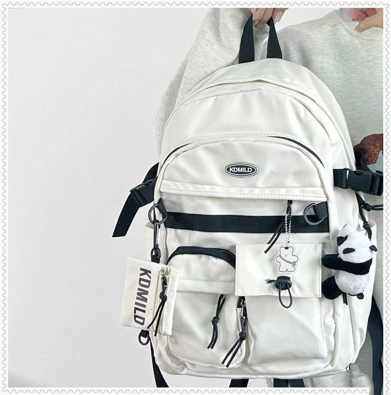 韩版ins百搭工装风书包女学生大容量日系双肩包旅行背包男详情10